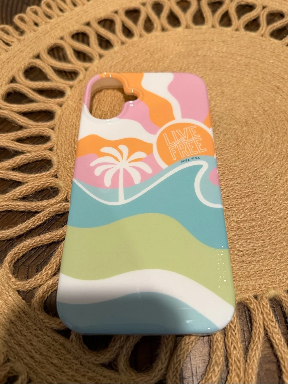 Live Free Colorblock Palm iPhone 16 Plus Case - Pastel Waves - Casely Puravida